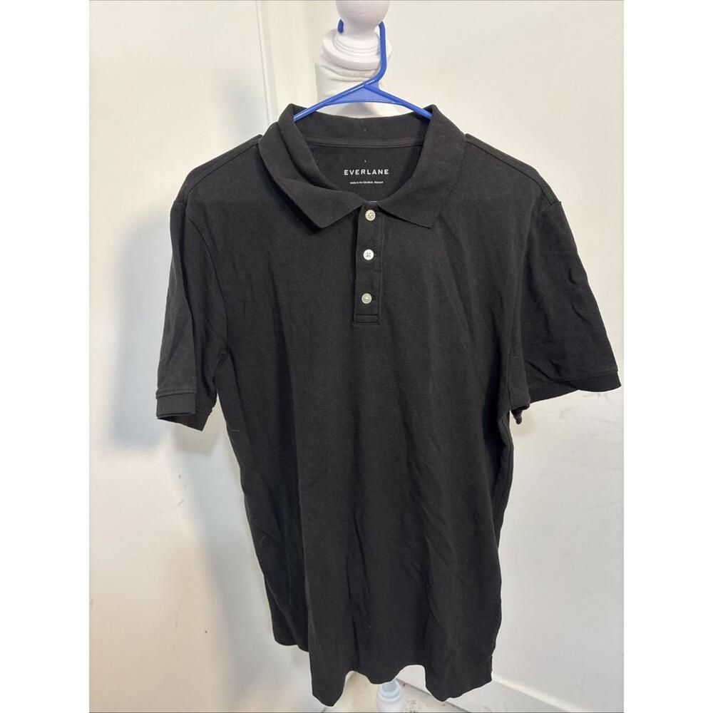 Everlane Mens Shirt The Performance Short Sleeve Polo Size L Black.‎